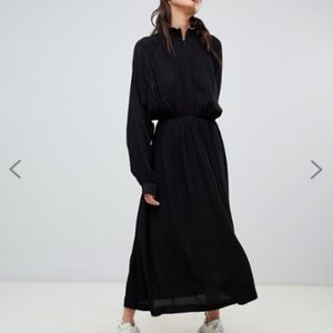 Weekday High Neck Ruched Midi Dress